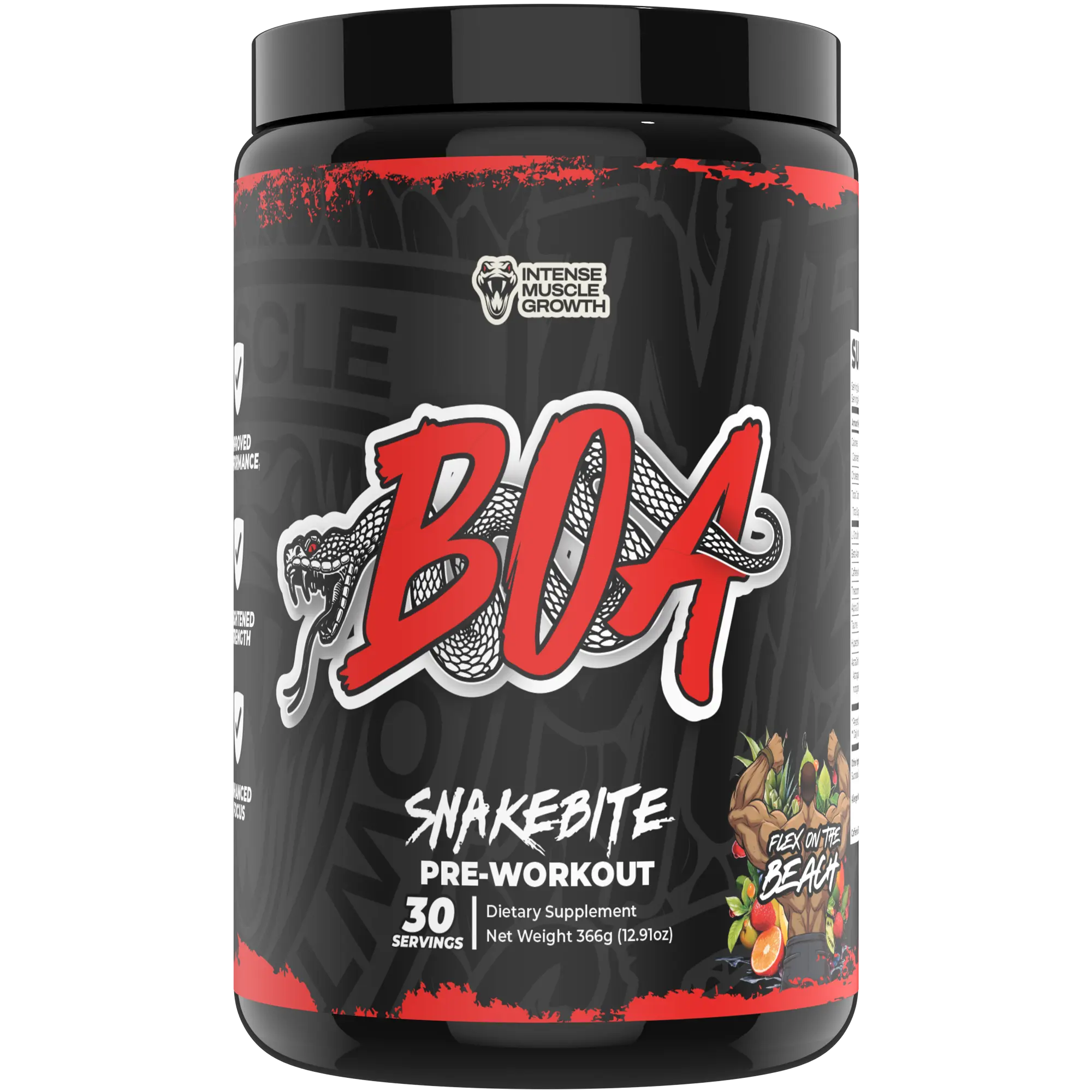 BOA Snakebite Pre Workout Powder | Energy and Focus Support | 30 Servings | Dietary Supplement | Multiple Flavors