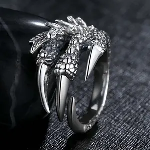 Domineering niche retro old eagle claw open ring fashionable cool punk hip-hop Halloween accessories