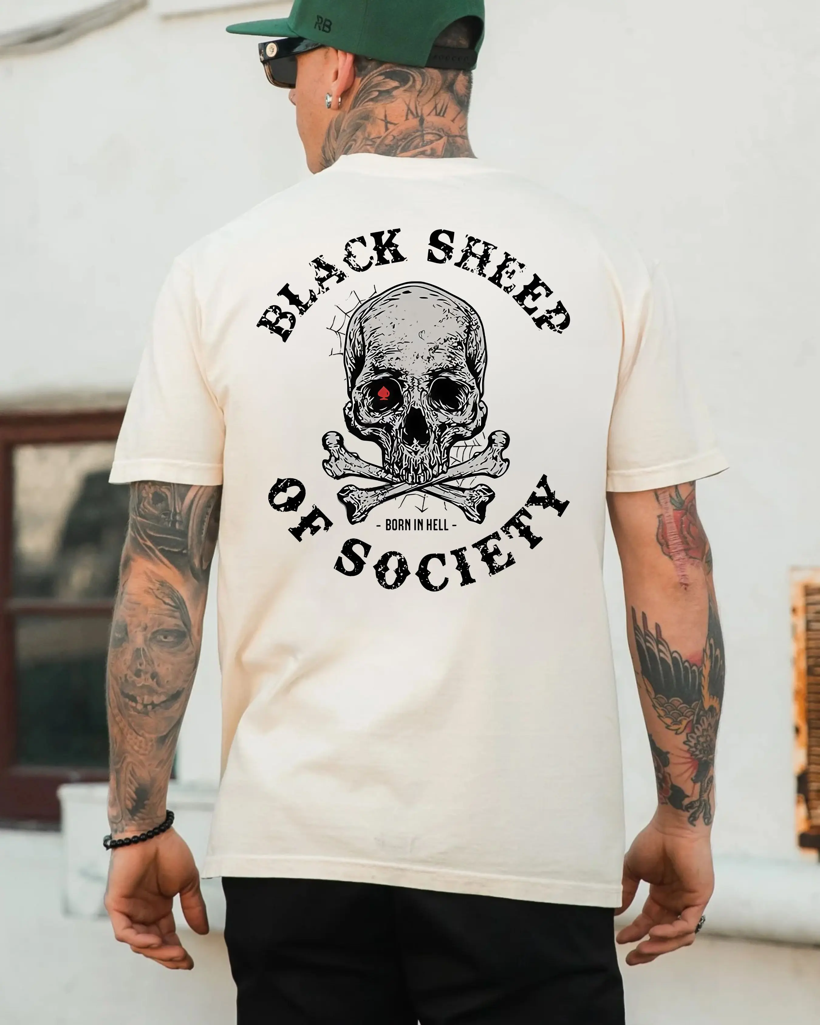 Black Sheep Of Society T-Shirt, Skull Biker Shirt, Outlaw Rebel Graphic Tee, Anti Social Dark Streetwear Shirt, Punk Tattoo Style Tee, Edgy Men Hoodie