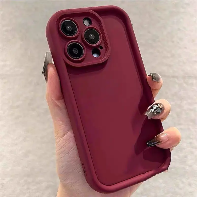 Solid Burgundy Matte Silicone Case Compatible with iPhone 17 Pro Max 16 15 14 13 12 11 Samsung S26 S25 S24 S23 S22 Ultra, Shock Resistant Slim Phone Cover, Trendy iPhone 17 Pro Max Cases Girls, Ideal Gift For Her Men's Cool Gadgets