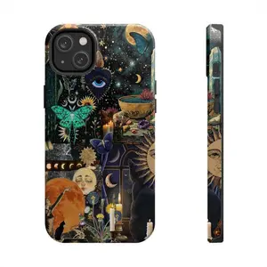 Celestial Summer Night Collage Phone Case – Vintage Dark Academia Aesthetic with Moon