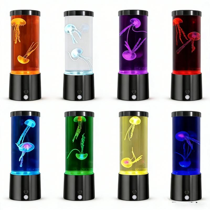 Aquarium Light Jellyfish Small Fish Volcano 3 Options RGB LED Remote Control Fish Tank Decorator Night Light Aquarium Decoration Pet Gift