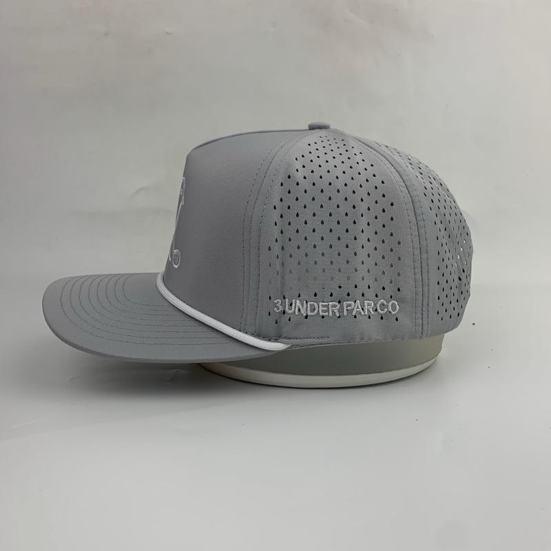 3 Under Par Co "Tap in Bird" Edition Golf Hat Gray with Perforated Design and White Trim for Optimal Comfort