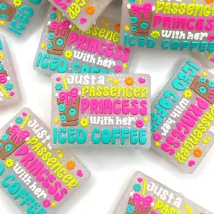 1pc Just A Passenger Princess With Her Iced Coffee Silicone Focal Beads - Humor Beading & Craft Neon Sparkle