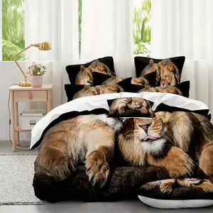 Animal Lion Bedding Comforter Set, Soft Microfiber Fabric, Washable & Durable Design, Perfect for Bedroom Use, Two-Piece Package, Bedding Sets