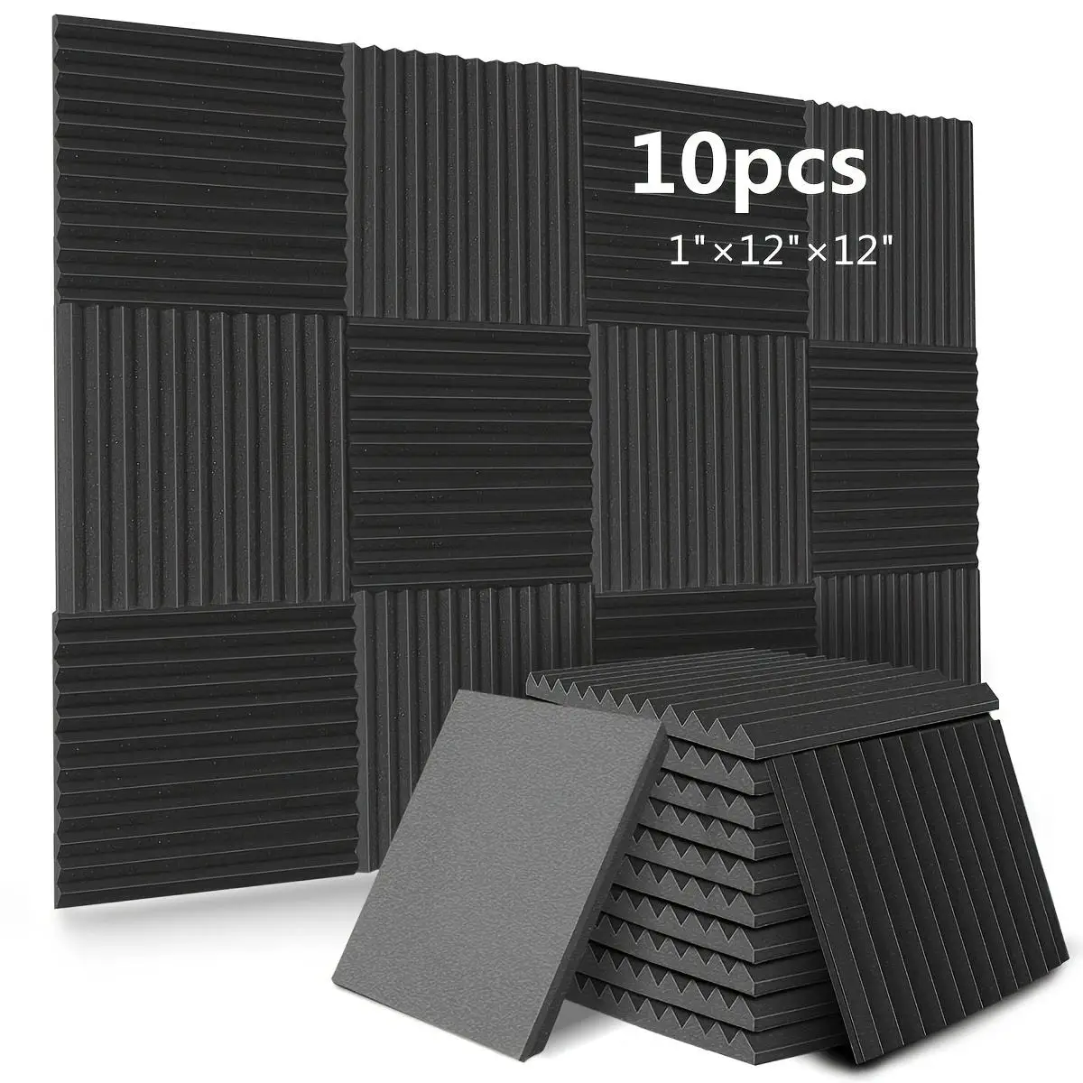Soundproof Wall Panels, 1 Set Self Adhesive Soundproofing Foam Wall Panels, Home Decor Supplies for Home Studio, Fluted Stripe Design