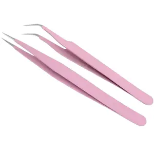 Vintage Style Tweezers Set, Stainless Steel Precision Tweezers, Straight Tip and Curved Tip, DIY Scrapbook Bead Craft Tools