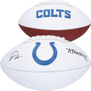 Tyler Warren and Adonai Mitchell Indianapolis Colts Autographed Franklin White Panel Football - Fanatics Authentic Certified