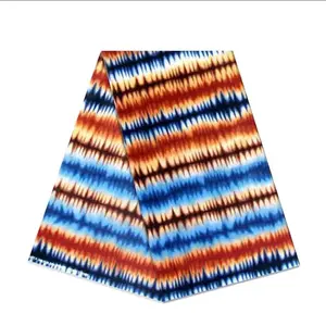 African Ankara Wax Fabric 6 Yards - Colorful Striped Design for Your Crafting Needs