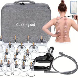 22pcs/box Cupping Kit with Hand Pump and Detailed Cupping Manual for Multiple Sizes of Vacuum Cups - Massage Cupping Kit for Massage Therapists Jar Cupping Kit Portable Kit with Vacuum Sucker Kit