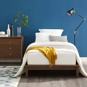 Modway Lodge Twin Wood Platform Bed Frame in Walnut