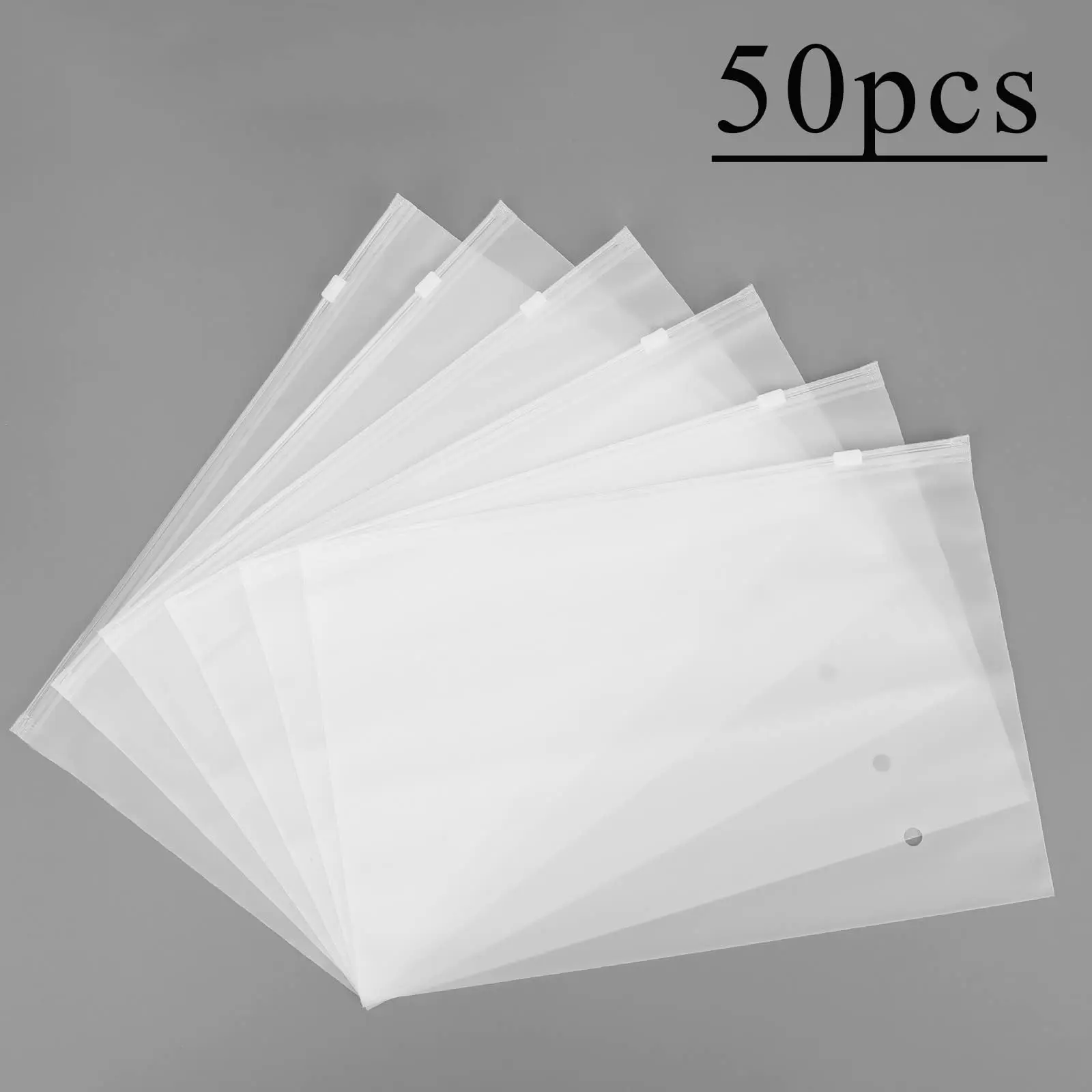 Frosted Storage Bags, 9.8x7.8 inch Resealable Poly Pouch with Slider Closure for Garment Packaging and Travel, Dustproof, Resealable Zipper Pouch, Zipper Sealer Bags, Clothes, Pvc, Vent Holes, 50Pcs, Frosted Zipper Bags