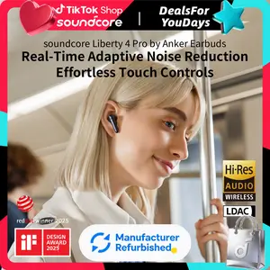 [Refurbished]soundcore Liberty 4 Pro by Anker, Noise Cancelling Wireless Earbuds, 7-Sensor and Real-Time Adaptive Noise Cancelling, 2× Faster Charging, Studio-Level Hi-Fi Music, Clear Calls with 6 Mics and AI #DealsForYouDays, #SummerWins