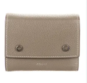 Pre-owned Celine leather Clutches & Wristlets Tri fold Greige Wallet Folded Compact Wallet xiaotang20260308189