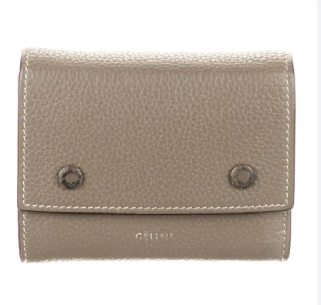 Pre-owned Celine leather Clutches & Wristlets Tri fold Greige Wallet Folded Compact Wallet xiaotang20260308189