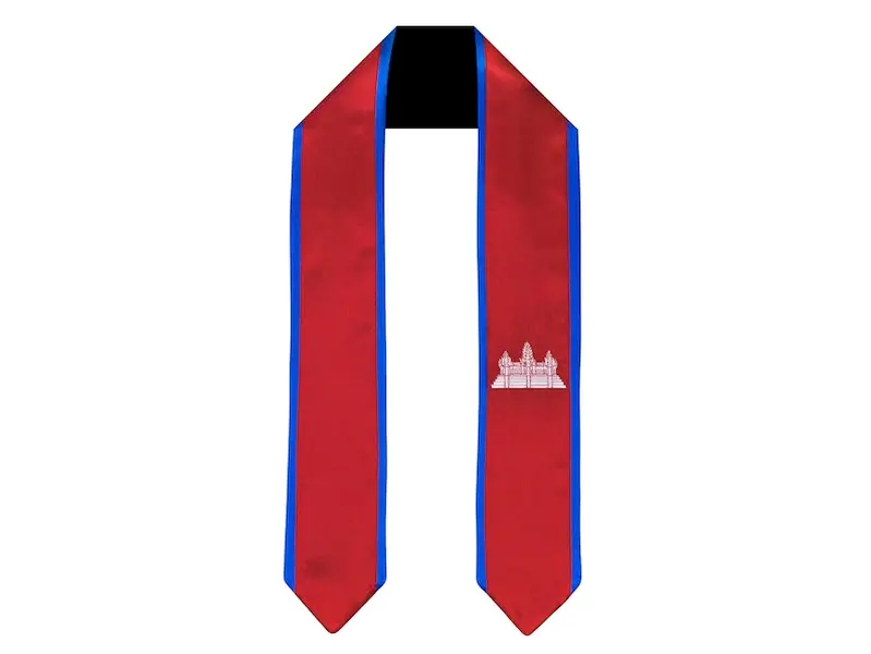 Cambodia Flag Style Graduation Stole Class of 2025 Sash, Custom Graduation Gift for Student , Mixed Flag Graduation Scarf