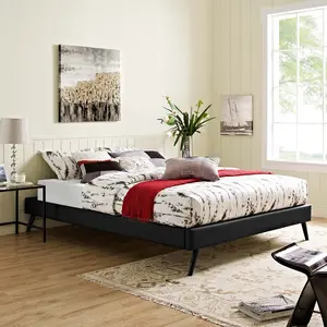 Modway Loryn Full Vinyl Bed Frame with Round Splayed Legs in Black