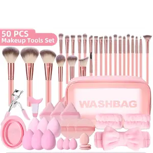 1PCS Multi-Functional Zipper Toiletry And Cosmetic Bag Waterproof+25PCS Makeup Brush Set+24PCS Makeup Tools Set