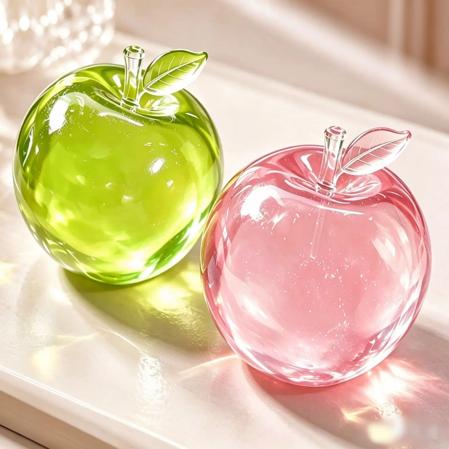 Clear Maltose Apple Squishy Slow Rising Toy, Crystal Transparent Apple Shape Squeeze Fidget Toy, Soft Stress Relief Decompression Toy, Party Gift for Boys and Girls