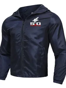 5.0 Coyote Hooded Windbreaker, Coyote Head Graphic Jacket, Perfect for Hunting Fans & Outdoor Enthusiasts, Casual Slim-Fitting Sun-Suit