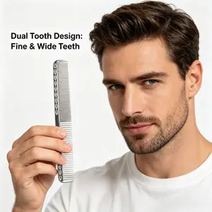 Men's Multi-Functional Dense Tooth Hair Comb, Space Aluminum Smooth Hair Brush, Portable Waterproof Travel Comb, Barber Shop Specialized Comb