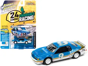1986 Ford Thunderbird Stock Car #9 Bright Blue "Go-Po-Po-Go!" 24 Hours of Lemons 1/64 Diecast Model Car by Johnny Lightning
