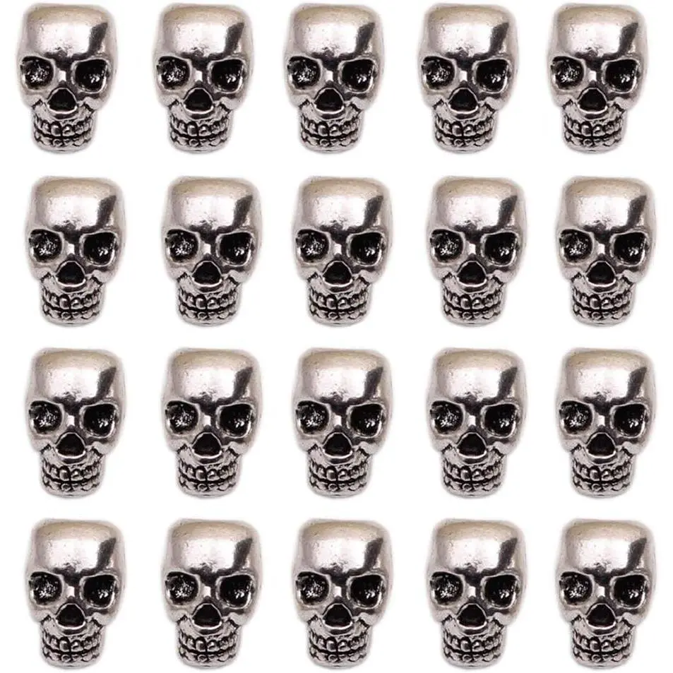 20 count Antique  Punk Large Hole Skull Beads Loose Beads Charms  Making Accessories