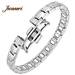 Jecanori 5X Ultra Strength Magnetic Bracelets for Women (Silver) Stainless Steel Wrist Elegant Minimalist Bangle