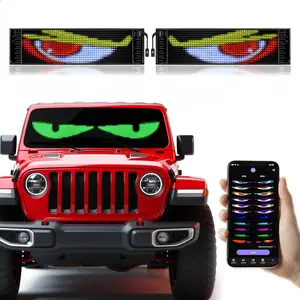 2Pcs Devil Eyes Light for Cars,Flexible Scrolling Programmable LED Signs,LED Eyes for Truck Windshield,Custom Editor Colours,Animations,Text