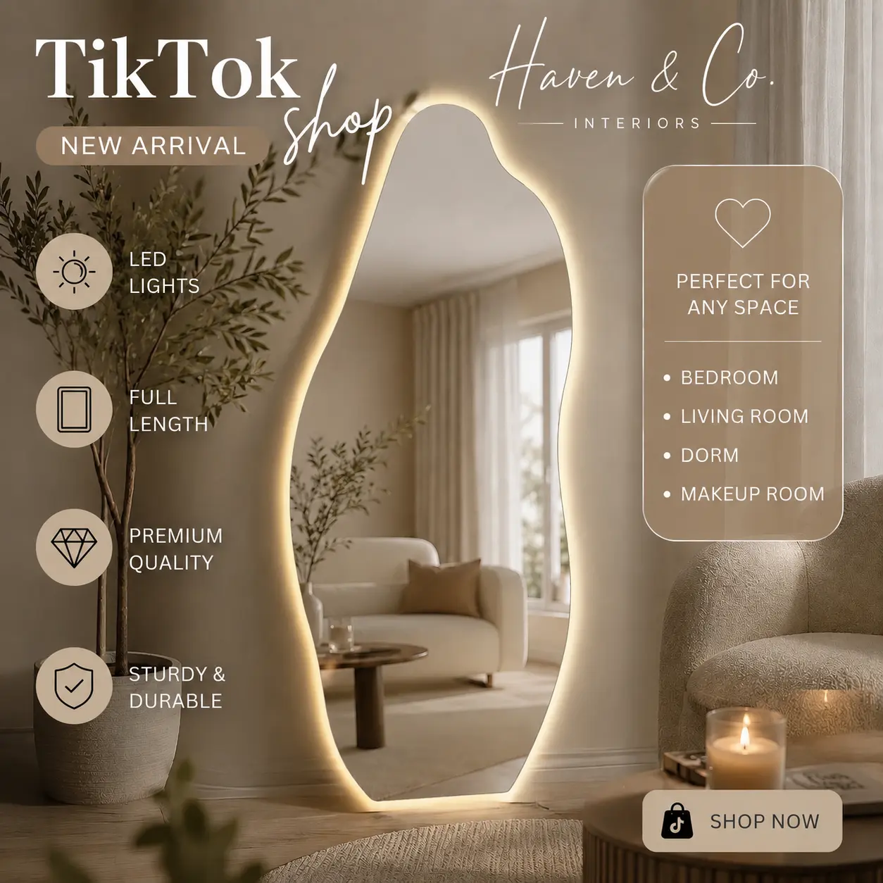 Smart Mirror with LED, Full-length Mirror Wall-mounted or Bracket-mounted, Dressing Mirror Suitable for Clothing Stores, Bedroom
