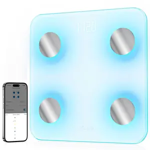 Smart Digital Bathroom Scale with BMI Bluetooth Technology 20-inch Display App Included 400-pound Capacity White Electronic Scale for Body Fat Analysis Wireless Weight Scale Compact