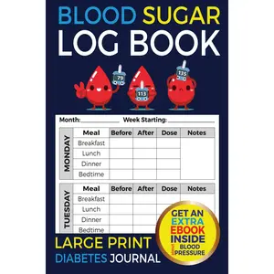 Blood Sugar Log Book: Large Print Diabetes Journal