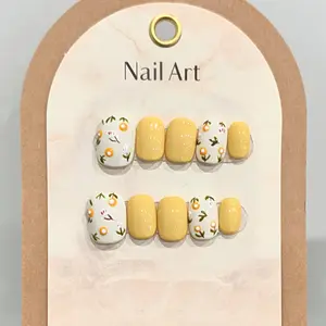[Daisy] Short Square Handmade Press on Nails, Fake Nails with Nail tool kit with Jelly Stickers, Reusable, Durable