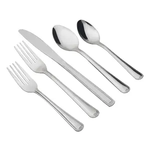 49 Piece Lace Stainless Steel Silver Flatware Value Set with Tray Organizer, Service for 8 3.11 lb