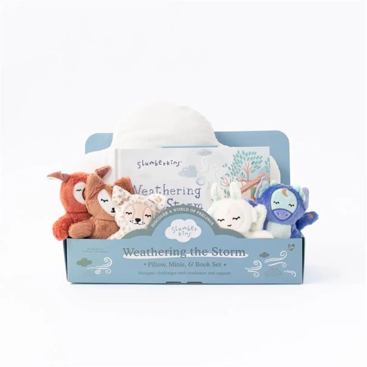 Slumberkins 9100995 7-Piece Weathering The Storm Pillow & Hard Cover Book Set - 3 lbs, Assorted Color, Screen-Free Children's Literature, Art for Kids, Gift Ideas for Kids, Challenges Product