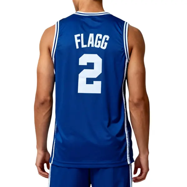 Men's #2 Flagg Duke University V-Neck Basketball Jersey, Sewn Embroidery, Mesh Ventilation, Large Size S-XXL, High-Quality Outdoor Sportswear for Daily Training & Match Days, Fan Clothing, Trendy Festival Gift