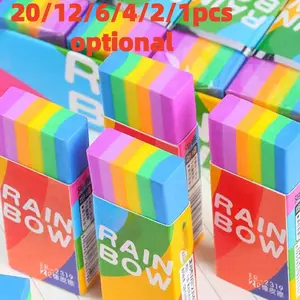 Colorful Rainbow Art Cute Pastel Eraser Set, Non-Crumb 2b Multifunctional Eraser, Durable and Safe, School Supplies & Party Favors