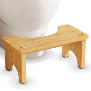 Bamboo Toilet Stool, Wooden Squatting Potty Stool for Adults, 7 Inch Toilet Stool Squat Adult, Non-Slip Wood Poop Stool for Bathroom, Portable Toilet Foot Pooping Steps for Kids
