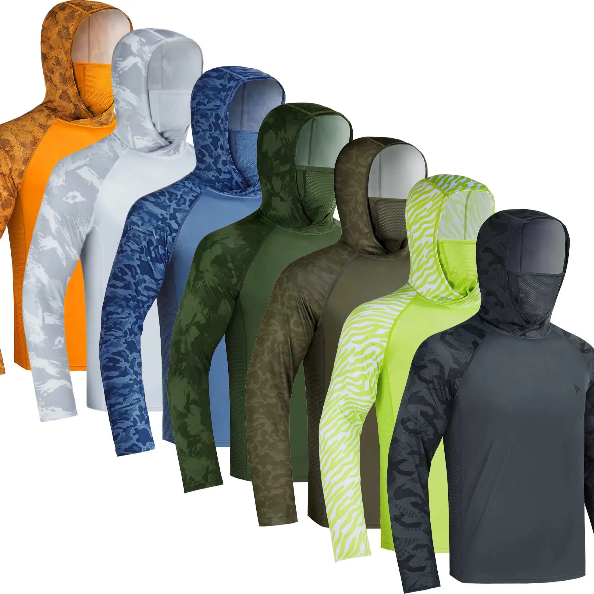 (7pcs) Black+Gray+Blue+Green+Brown+Orange+Fluoresc