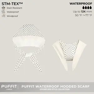 PUFFIT STM-TEX Waterproof Hooded Scarf,Stain Resistant,Windproof,Women's Rain Jacket,Breathable Stylish,Outdoor Sport,Spring,Summer