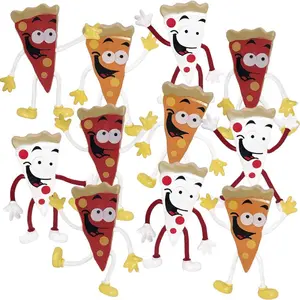Bendable Pizza Figures, Set of 12, Bendable Toys for Kids, Pizza Party Favors for Boys and Girls, Stress Relief Fidget Toys for Kids, Goodie Bag Stuffers, and Pinata Fillers
