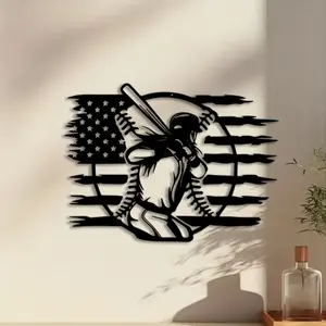 1pc Softball Metal Wall Art, Sport Mural, Perfect for Garage Wall, Rust-Resistant Metal