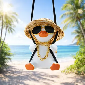 Cute Duck Car Hanging Charm – Rearview Mirror Pendant, Fun Car Interior Decor & Gift for Drivers