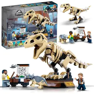 Jurassic Dinosaur World Compatible with LEGO Bricks 76940 Tyrannosaurus Fossil Exhibition Tyrannosaurus Assembly Toy for Boys
