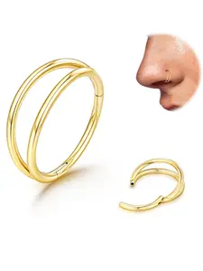 316L Double Hoop Nose Ring 20G Gold Silver Black Clicker Nose Rings Hoops for Women Men Hypoallergenic 6mm 8mm 10mm Nose Nostril Septum Cartilage Helix Daith Conch Rock Piercing Jewelry Nose Piercing Accessory