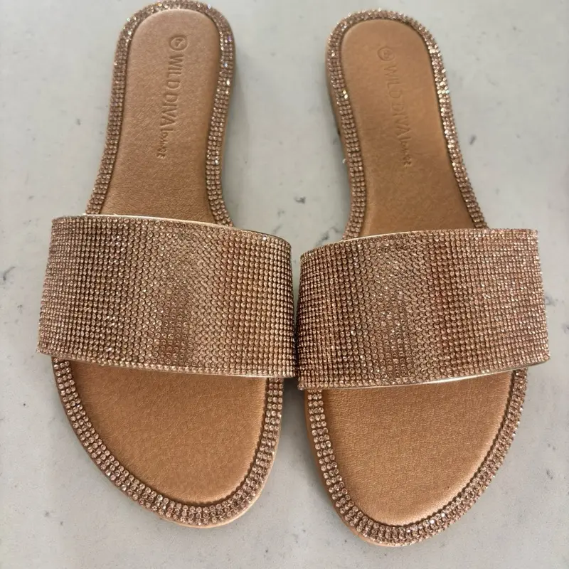 Wilddiva Embellished Slip-On Sandals for Women, Stylish Casual Footwear for Everyday Wear