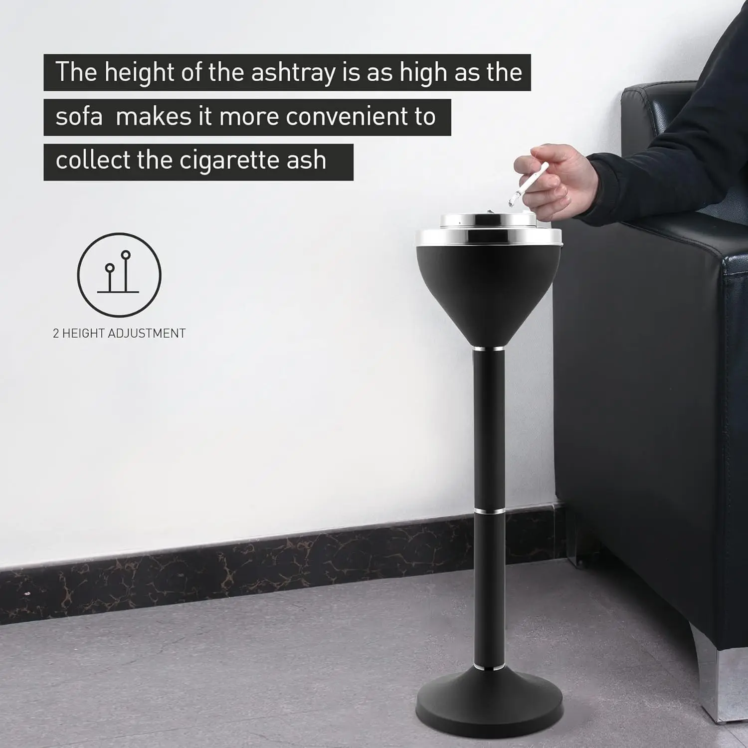 cigarette butt tray Standing Ashtray Outdoor for Patio, Large & Tall Outside Ash Tray for Cigarette  Butt Receptacle Disposal, Commercial Metal Smokers Cigar Ashtrays Container  with Lid, Matte Black, B01DK