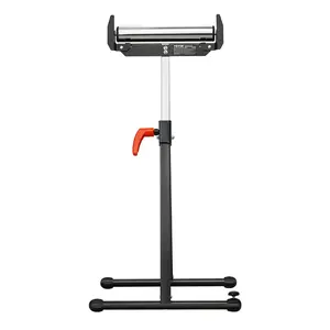 VEVOR Roller Stand, 250 lb Load Capacity, 27 in-43 in Adjustable Height, Folding Heavy Duty with Edge Guides & 11.5 in Polished Steel Roller Head, for Table Saw Outfeed Woodworking Extension SupportSummervibes