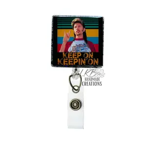 Keep On Keepin’ On Badge Reel - Funny Retro Mullet ID Holder, Retractable Badge Clip for Nurses, Teachers, Office & Healthcare Workers, Durable & Lightweight Badge Accessory