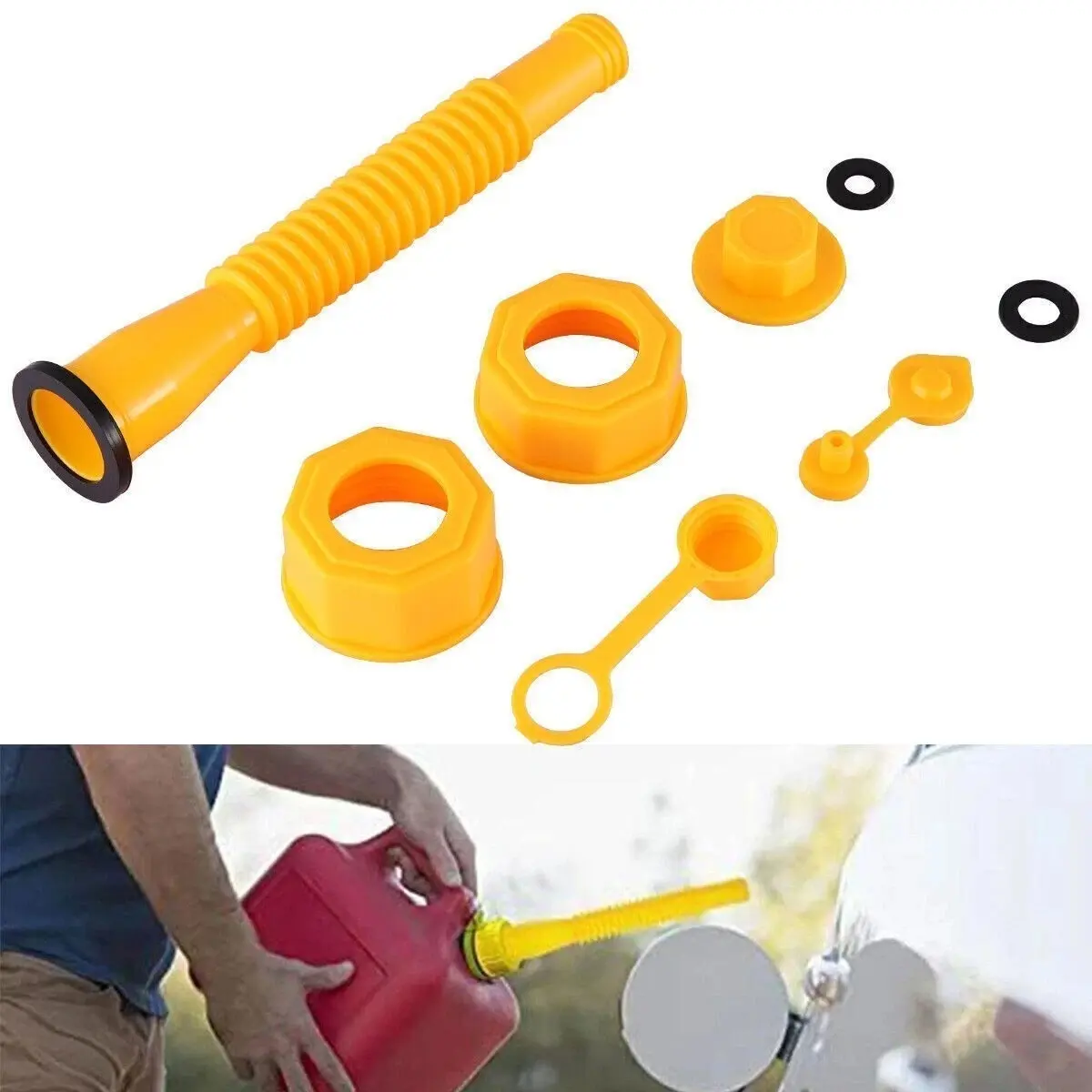 Gas Can Spout Replacement Kit for Automotive & Motorcycle Car Repair Tools, Flexible Nozzles with Durability and Flexibility, Easy Installation, Compatible with 1/2/5/10 Gal Fuel Storage Cans